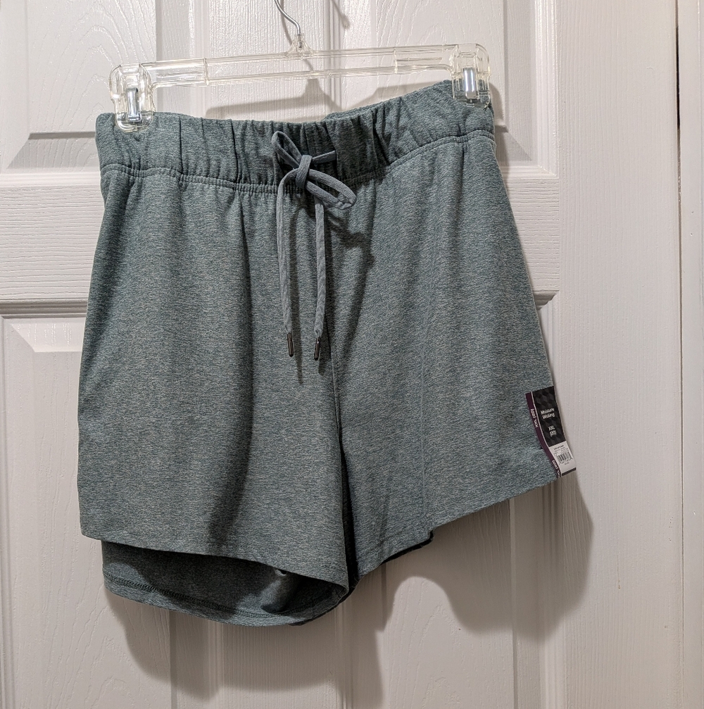 Athletic Works Women's Heather Teal Drawstring Athletic Shorts